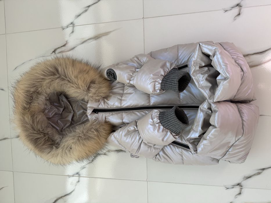 Классный зимний костюм Glamour kids, р. 92, с натуральным мехом