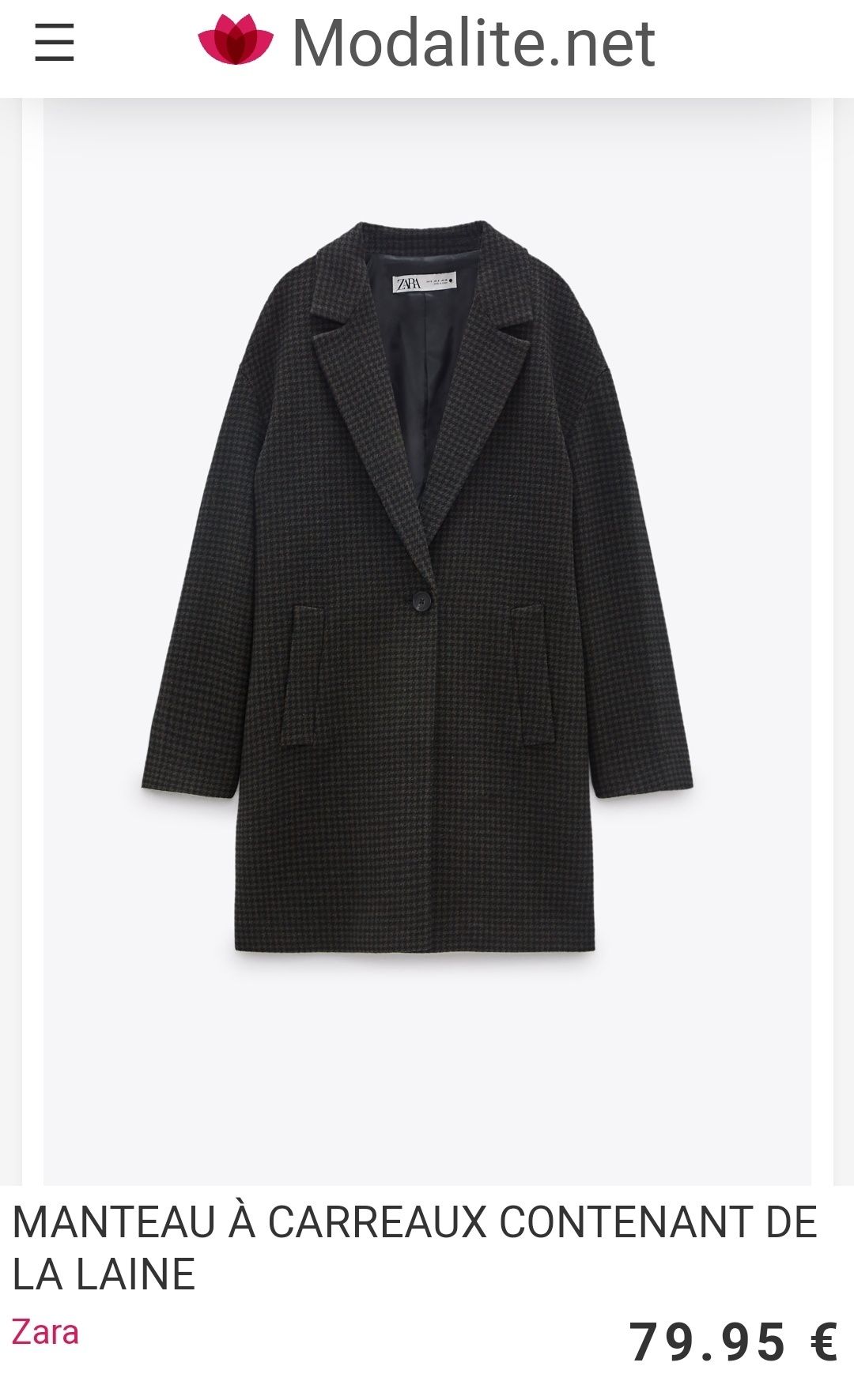 XS/S Zara oversize płaszcz w pepitkę kratkę marynarka