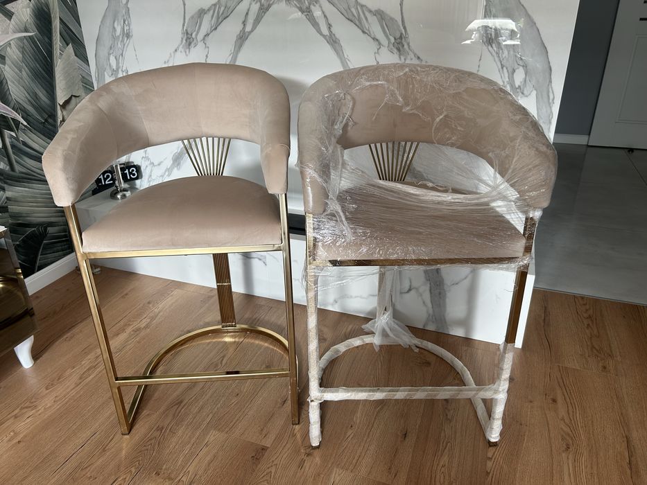 2 sztuki  hoker hokery  złoty premium velur glamour beż