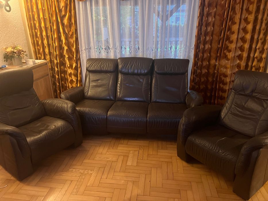 Skórzany wypoczynek + 2 fotele