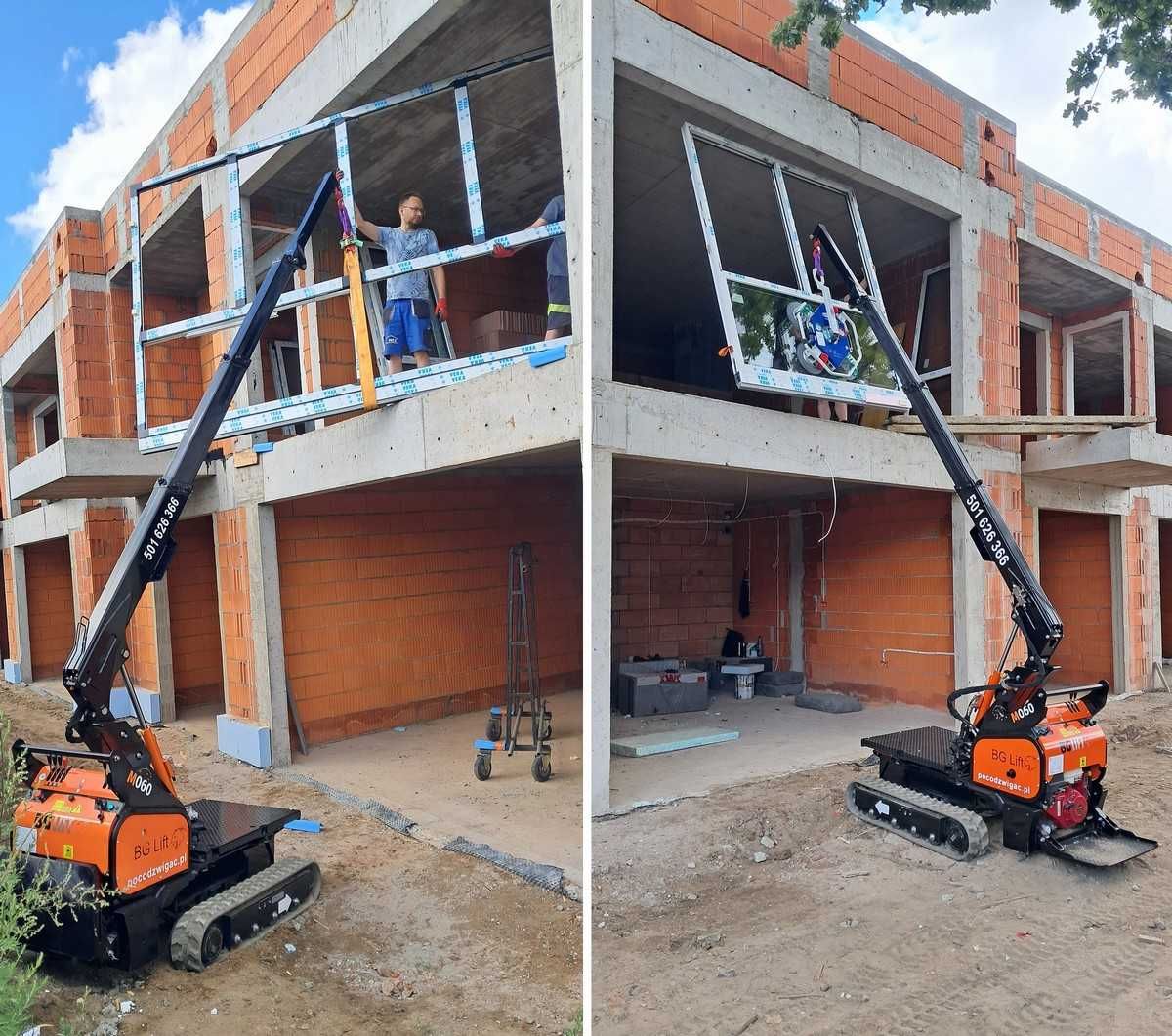 Mini żuraw wynajem BG LIFT M060 manipulator do szkła szyb okien pająk