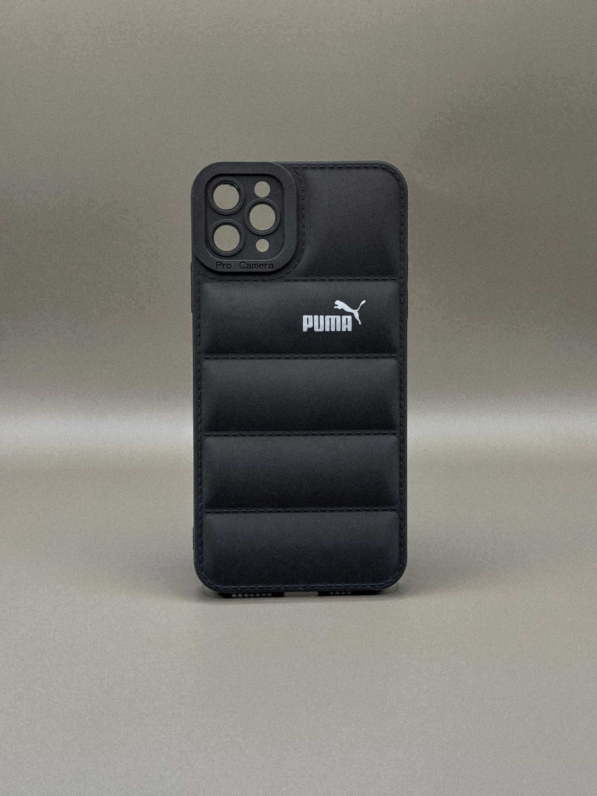 Силиконовый черный чехол пуховик Puffer The North Face iPhone/AirPods
