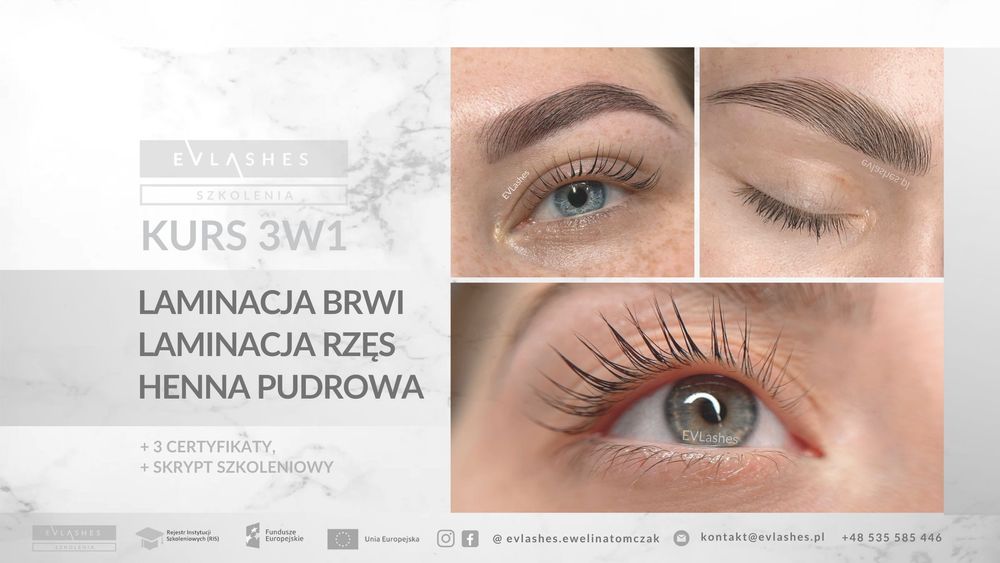 Kurs 3w1: laminacja rzęs, brwi, henna pudrowa - rzęsy Toruń, Bydgoszcz