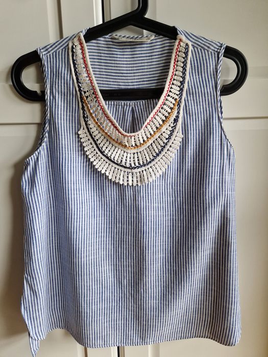 Bluzka boho Zara blekitna w paski 38 M