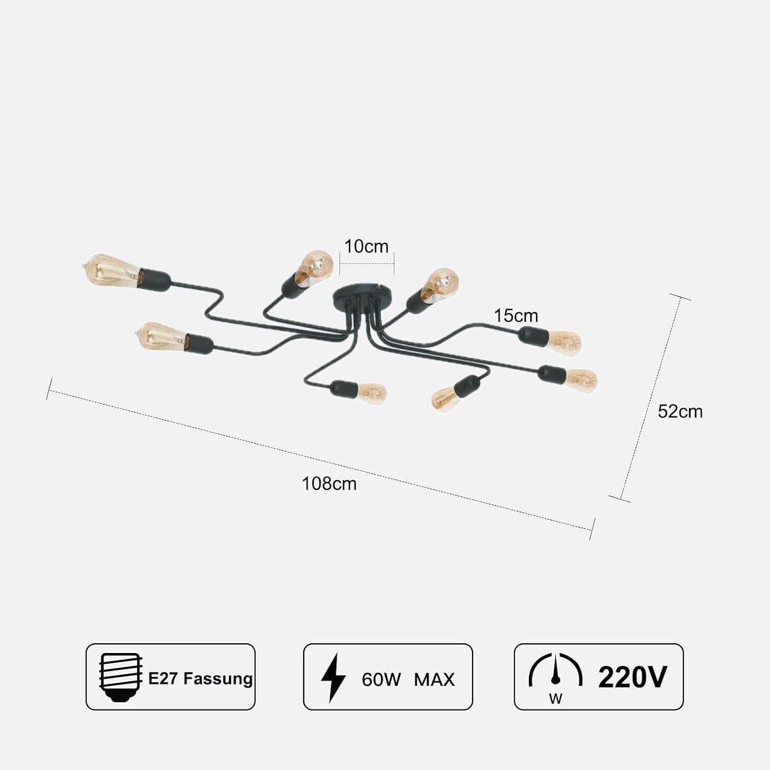 Lampa sufitowa, żyrandol czarny loft