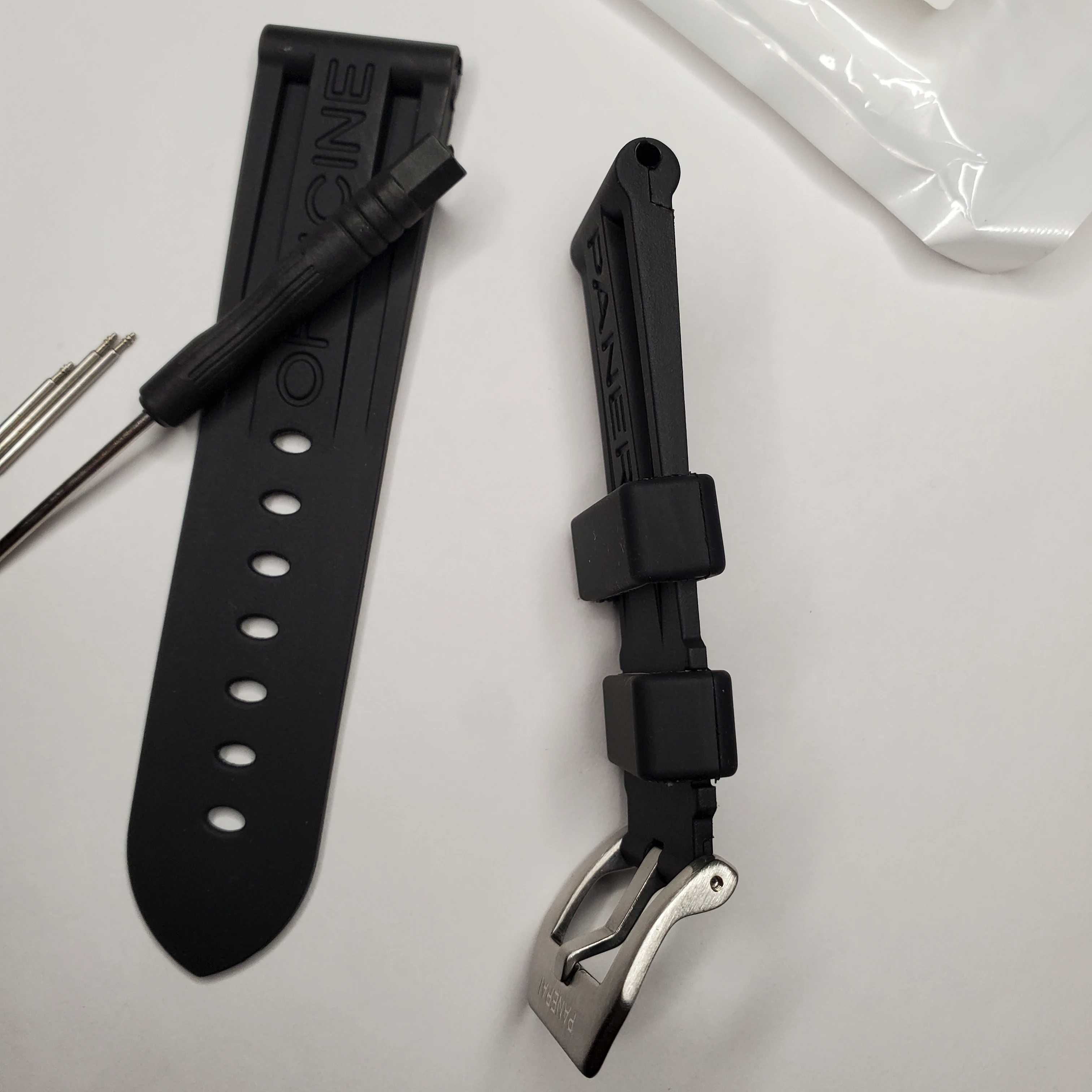 Pasek silikonowy do zegarka Panerai 24mm czarny zielony pomarańczowy