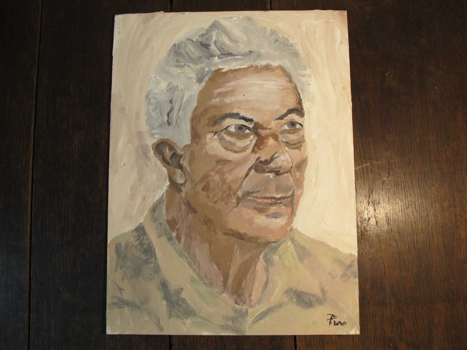 Obraz olejny na płótnie portret mężczyzny twarz sygnowany 30x40 cm
