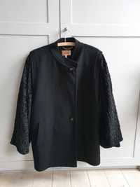 Wełniany płaszcz vintage czarny włoski 42 44 Meseglise
