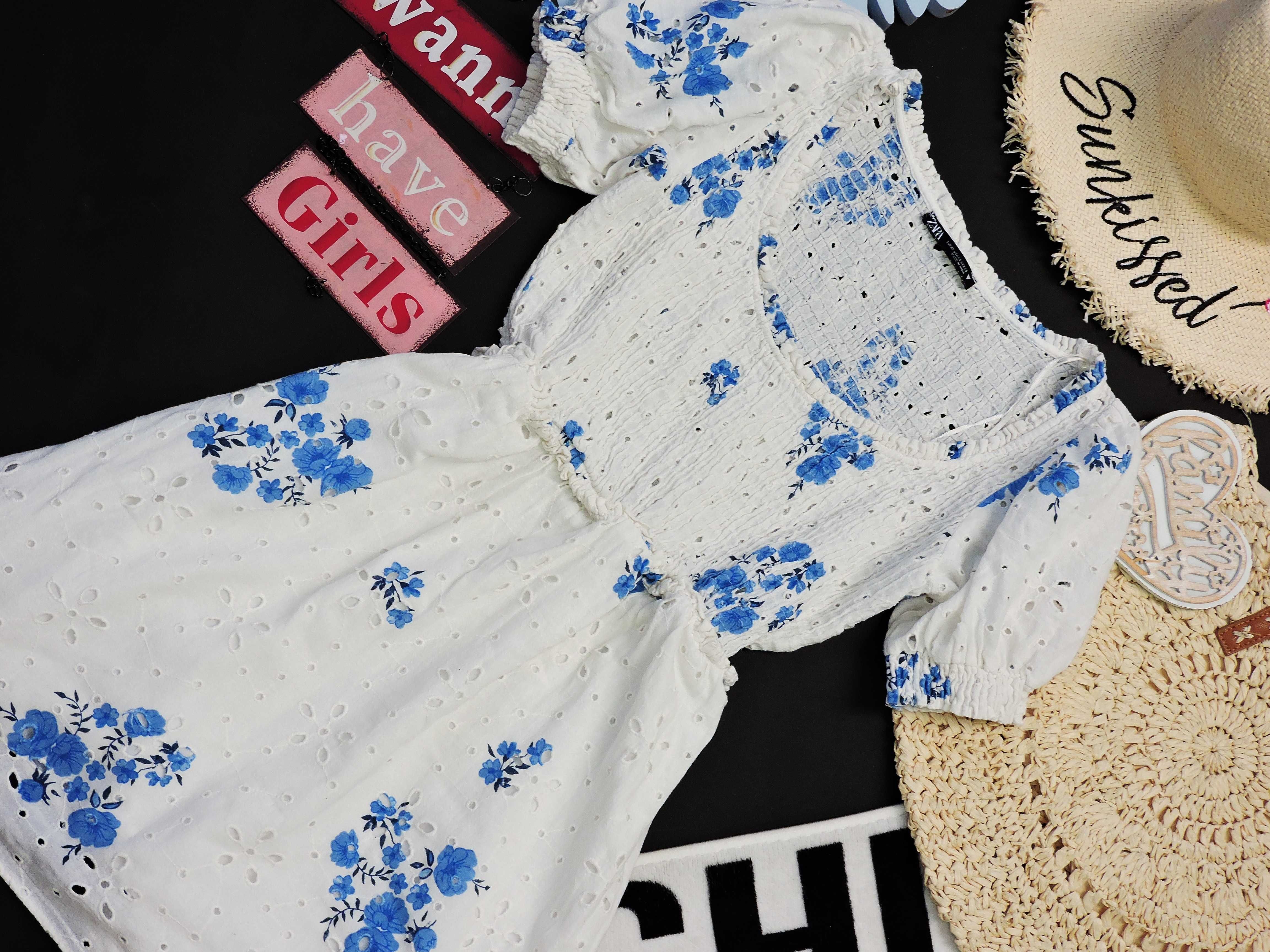 Zara Śliczna bawełniana sukienka w stylu boho XS