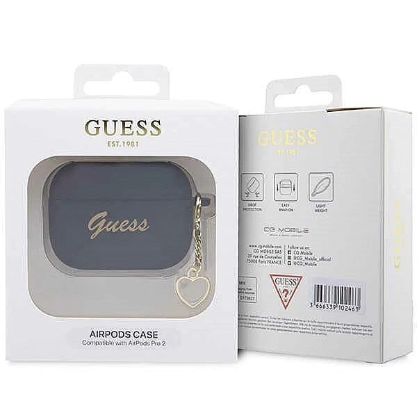 Etui Guess Silicone Charm Heart Collection na AirPods Pro 2 - czarne