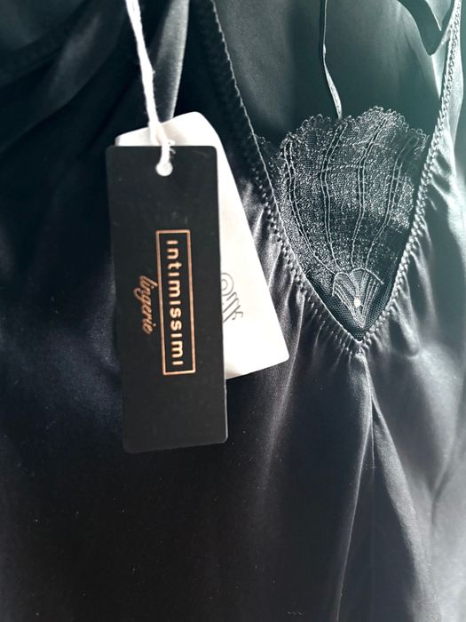 Jedwab Intimissimi jedwabna halka koszula nocna czarna seksowna basic