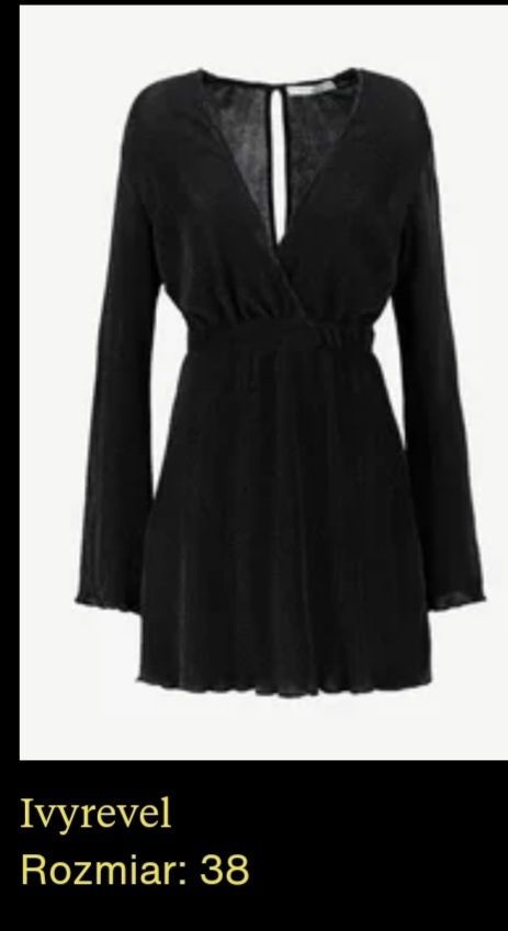 Ivyrevel sukienka czarna mini sylwester wigilia 38 40