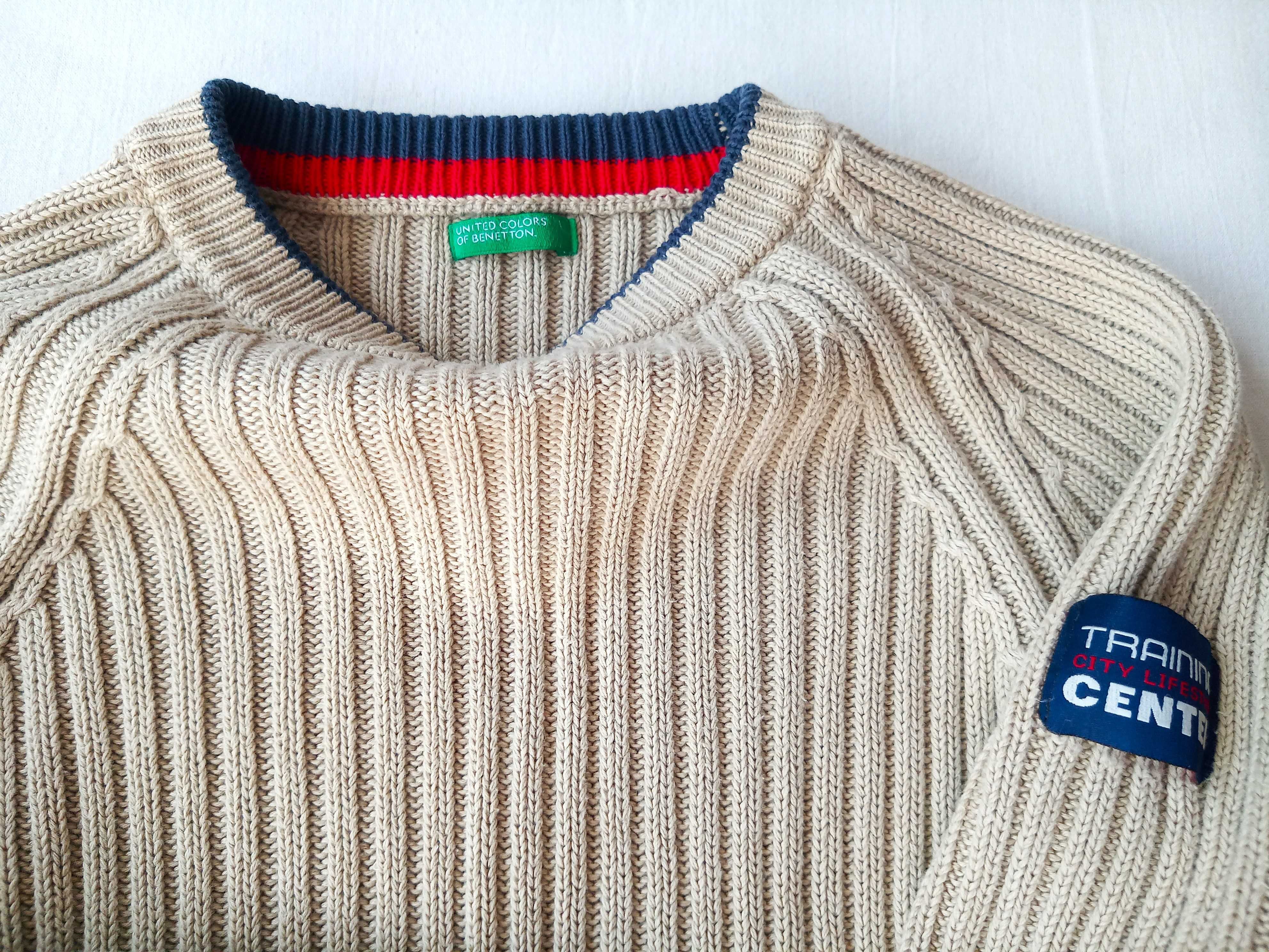 Chłopięcy beżowy sweter UNITED COLORS OF BENETTON; r. 116/122, 6-7 l.