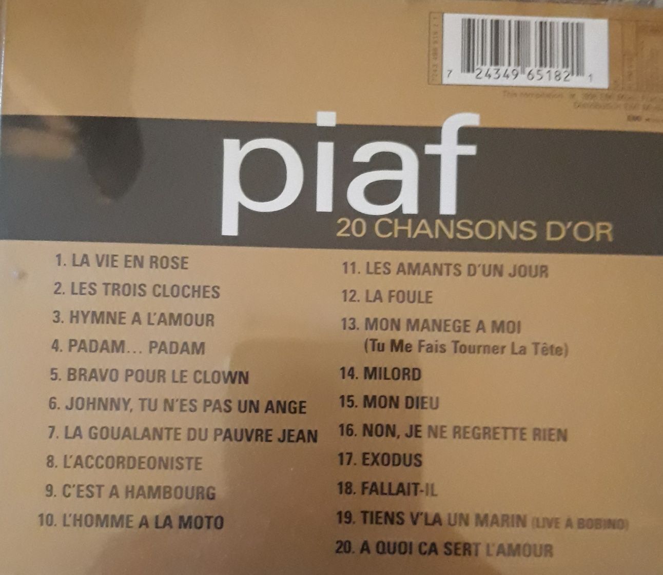 CD Edith Piaf - 20 Chansons d'Or