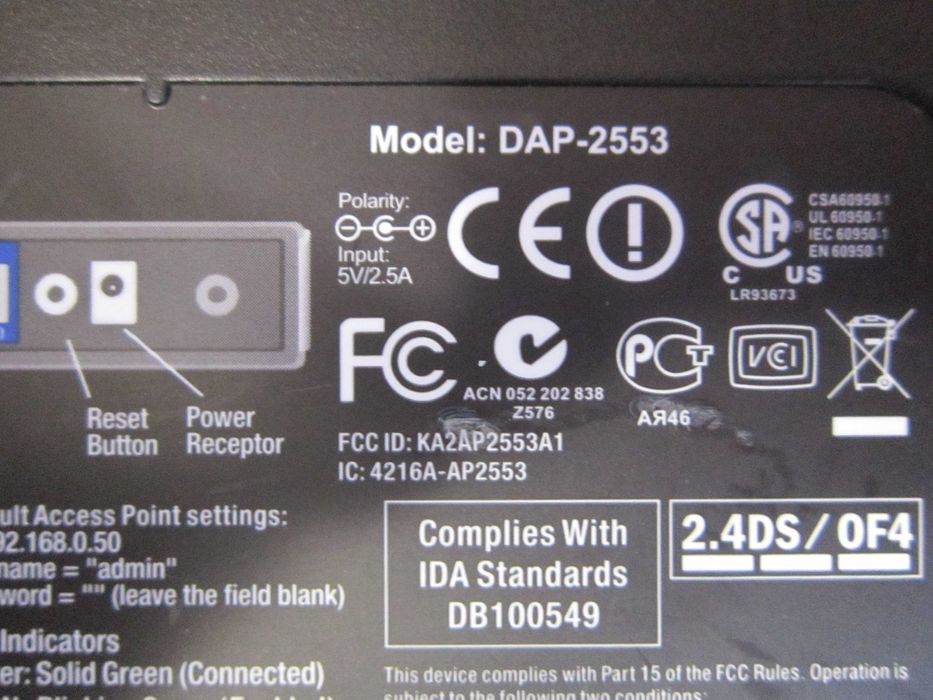 D-Link DAP-2553 Dwuzakresowy Access Point bez anten i zasilacza 5V