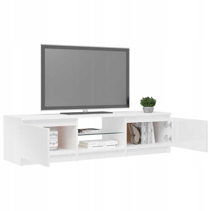 Szafka RTV pod TV z oświetleniem LED RGB biała 140 x 40