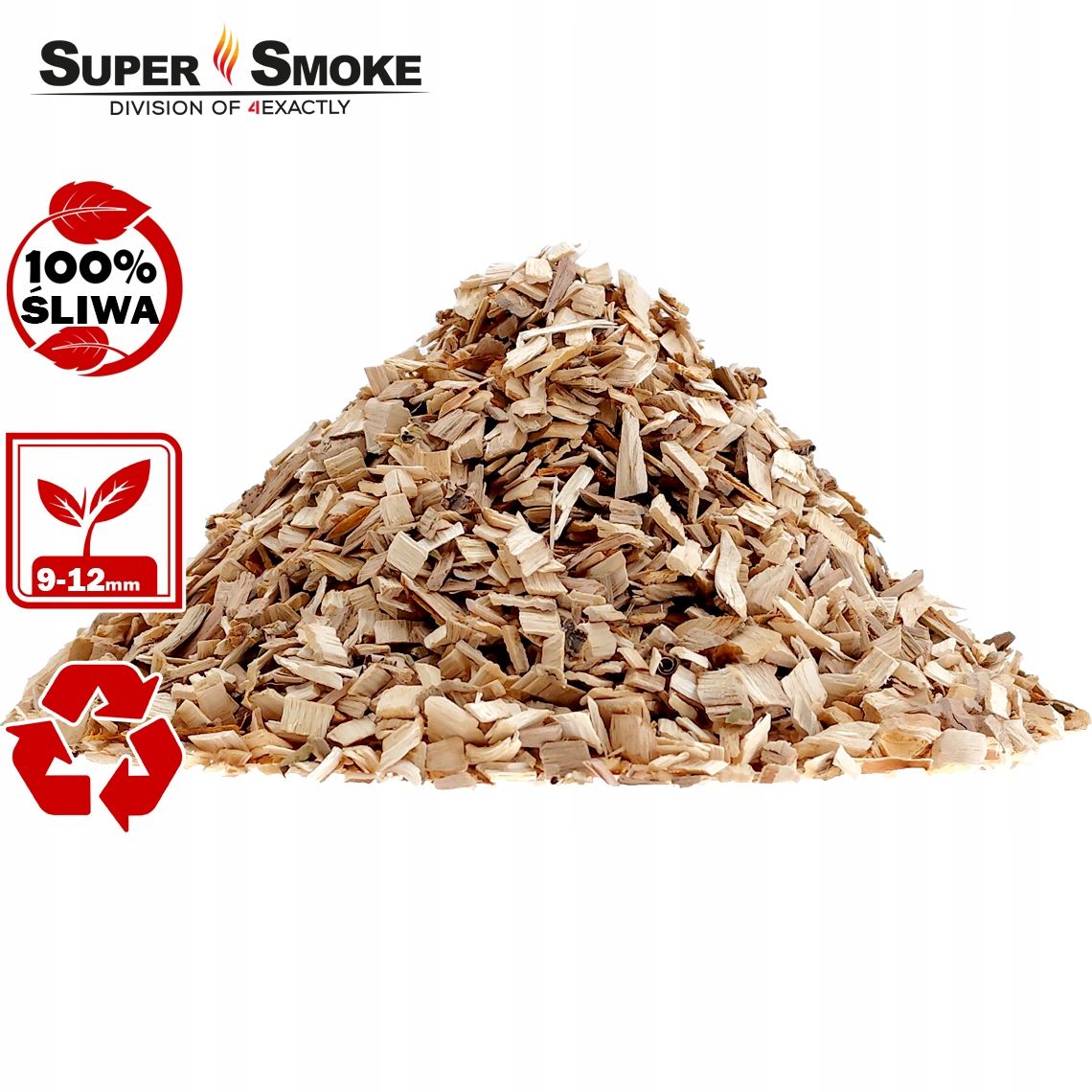 Zrębki Wędzarnicze Super Smoke ŚLIWA KL-10 (9-12mm) Large 8 Litrów