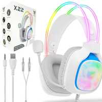 Onikuma X22 Słuchawki Gamingowe Nauszne Rgb : Kolor - Biały