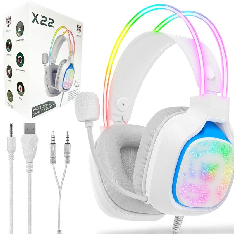Onikuma X22 Słuchawki Gamingowe Nauszne Rgb : Kolor - Biały