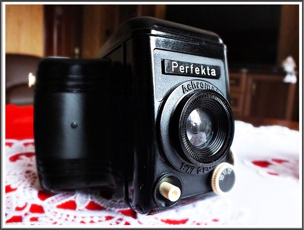 Kolekcjonerski stary aparat Perfekta II +oryg.Film +Pokrowiec Retro!