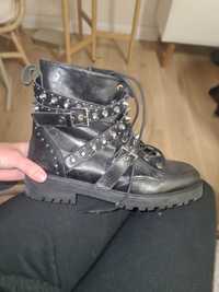 Buty Zara biker boots kozaki skora