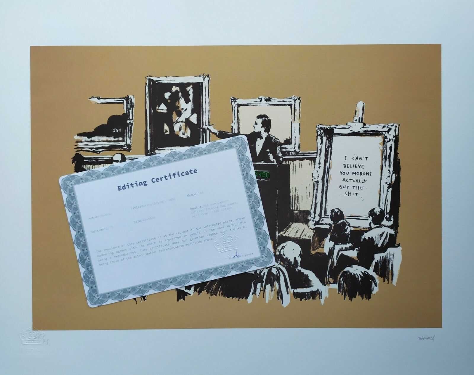 Banksy reprodukcja grafika "Morons" certyfikat