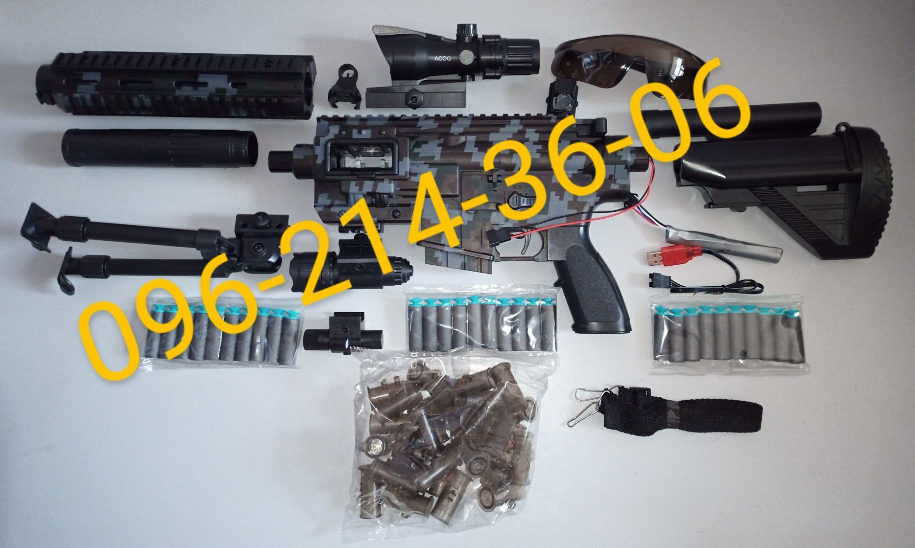 Детский автомат M416 оптический лазерный прицел фонарик аккумулят