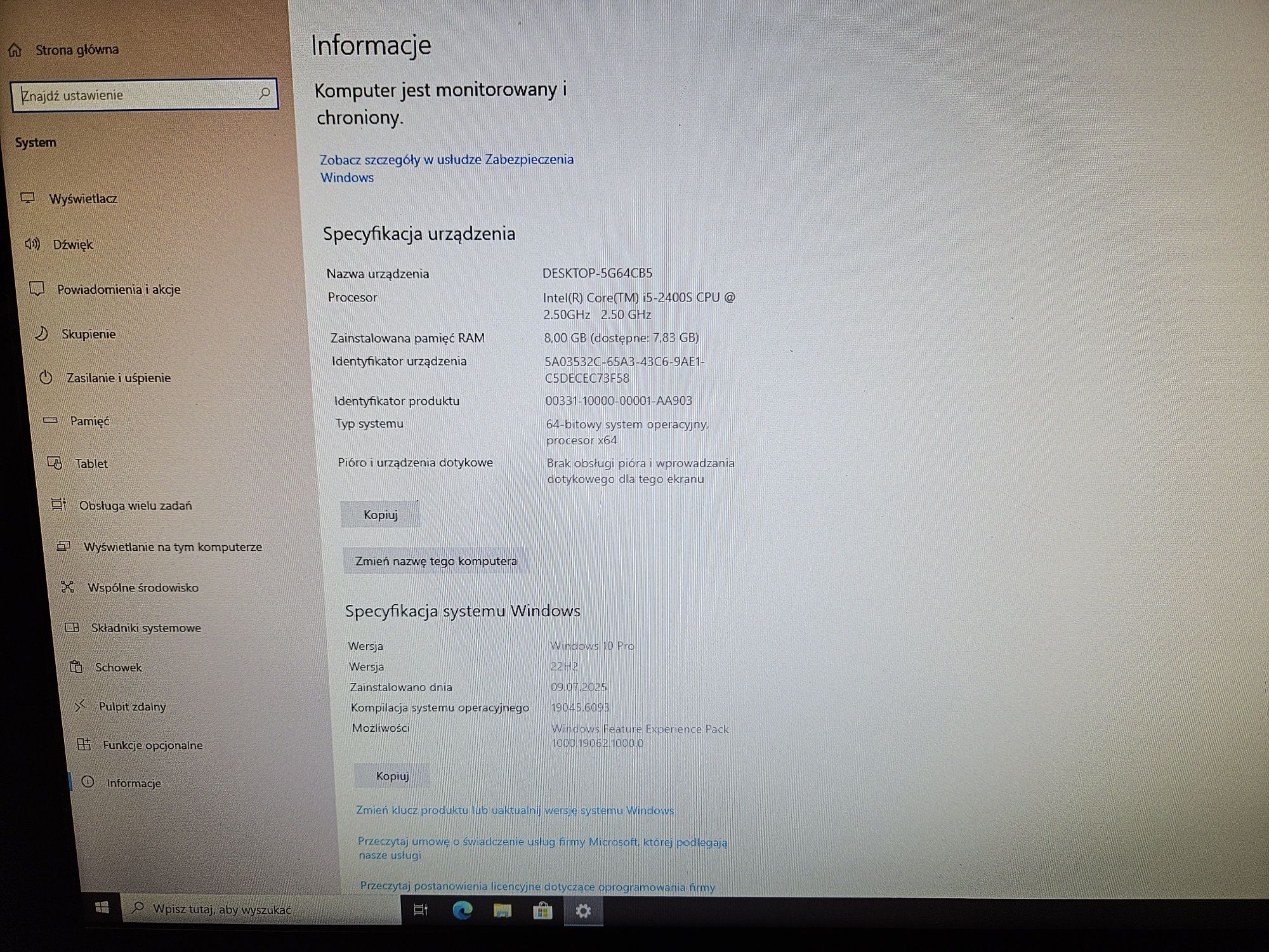 Komputer aio lenovo ThinkCentre i5 8GB RAM