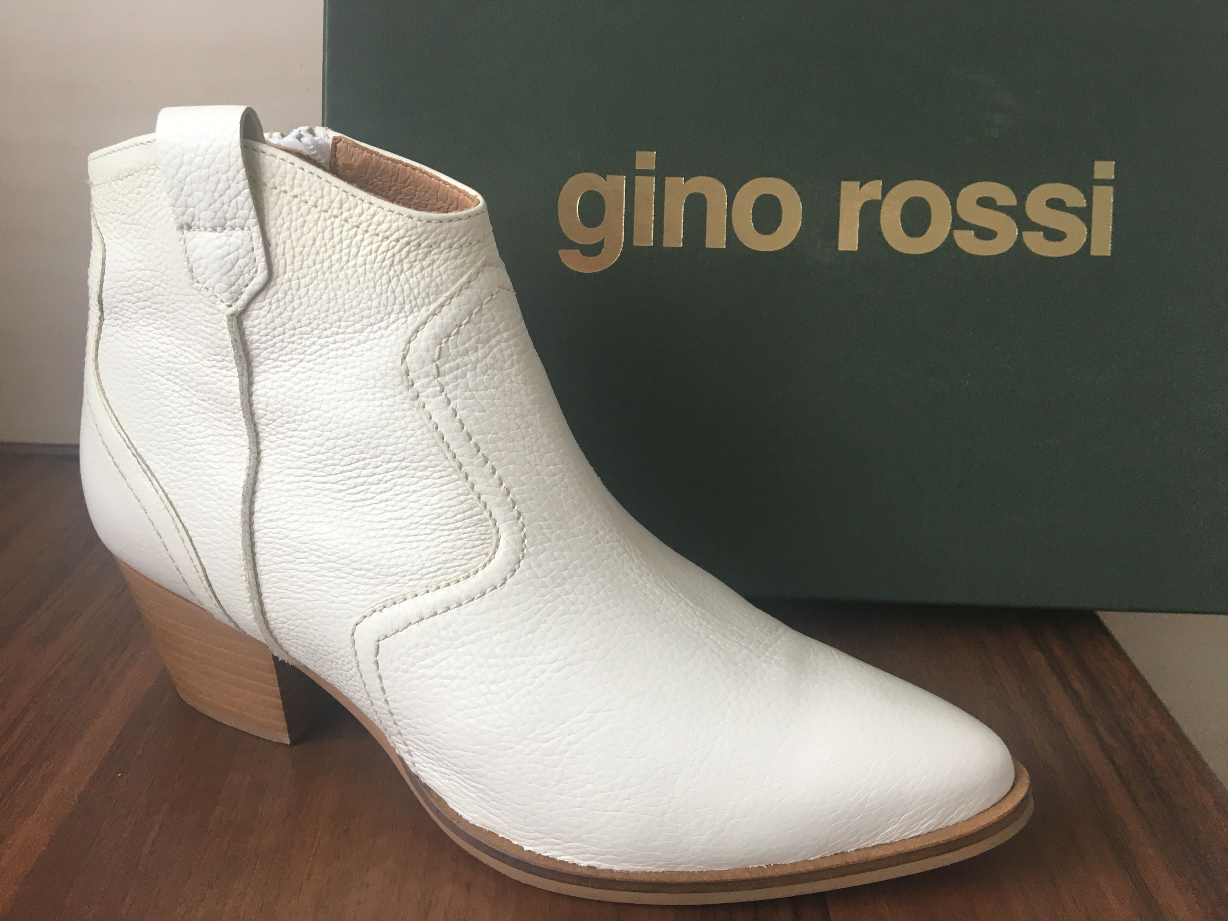 buty botki r.37 GINO ROSSI białe skórzane + GRATIS