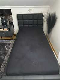 Łóżko tapicerowane pojedyncze czarne z ecoskóry