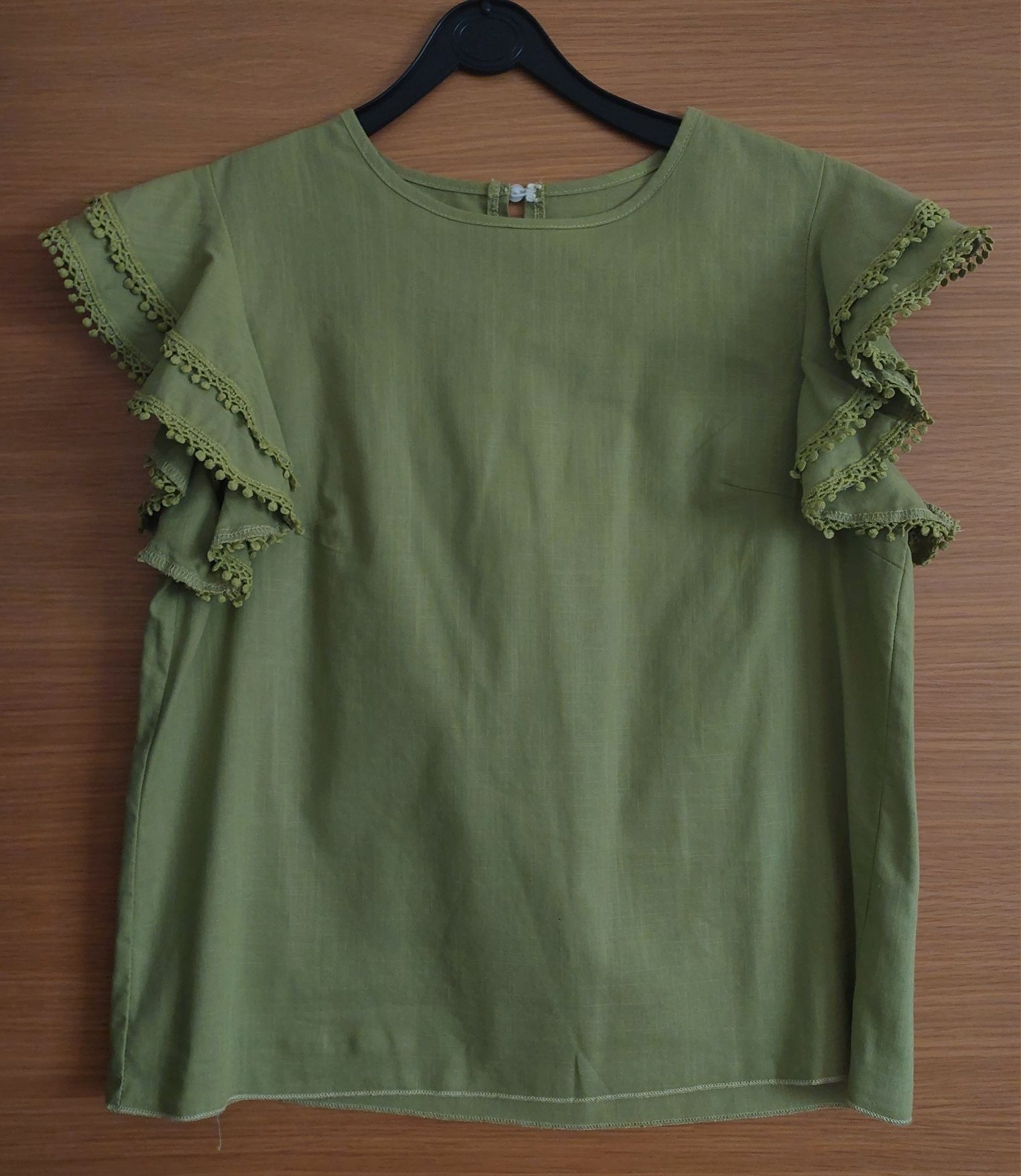 Blusa Verde Manga Peplum, TM