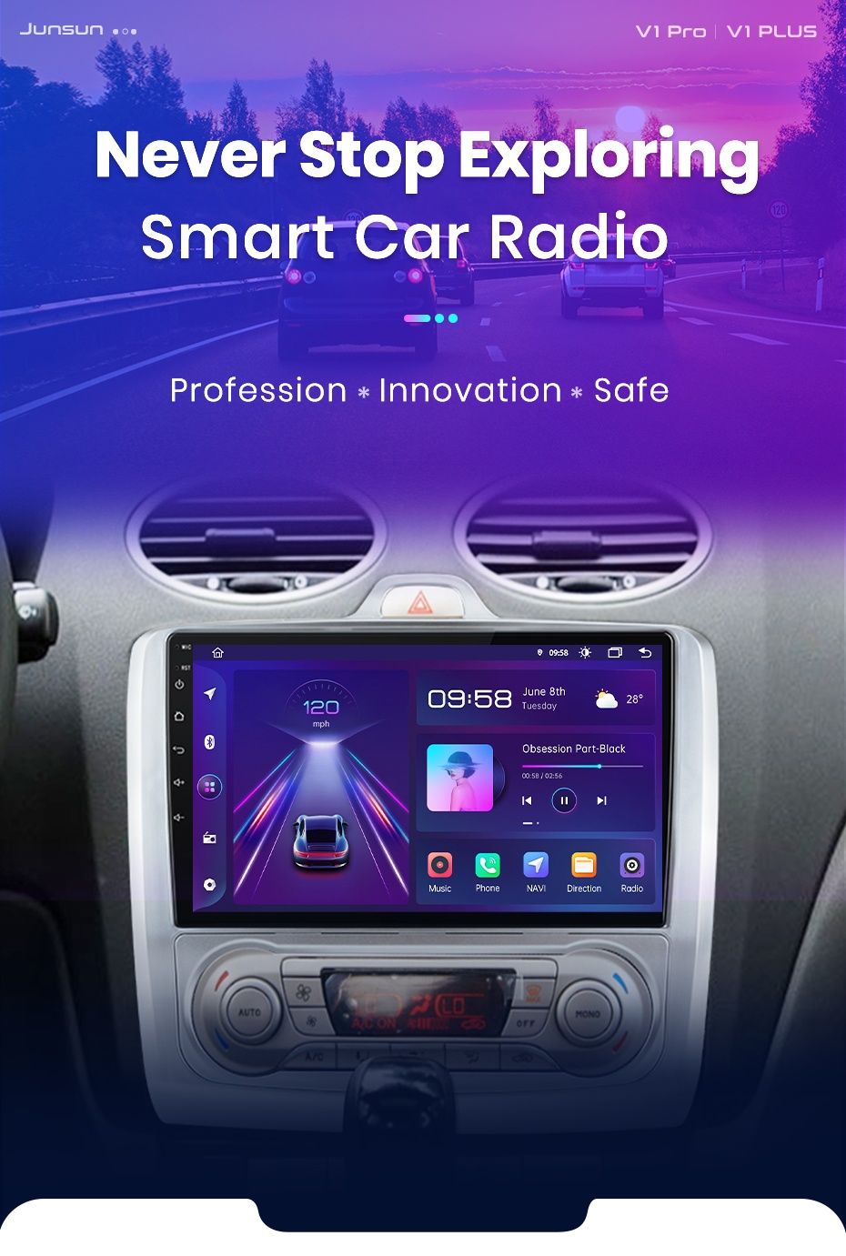 Rádio Android CARPLAY WIFI GPS 2/32GB BLUETOOTH Ford Focus 2 e 3 NOVO