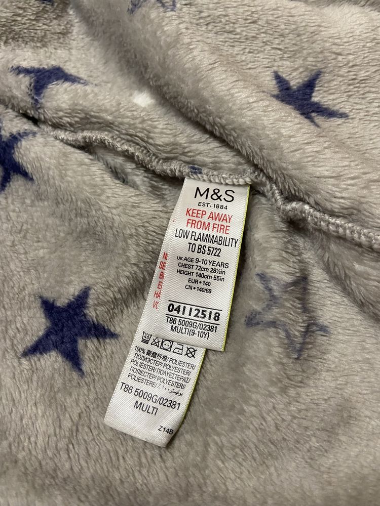Marks & Spencer Флисовый детский халат 9 10 140 спенсер marks звезды