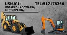 Usługa koparko - ładowarką CAT444 , minikoparką Hitachi ZX -19