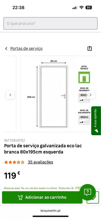 Porta de serviço com aro