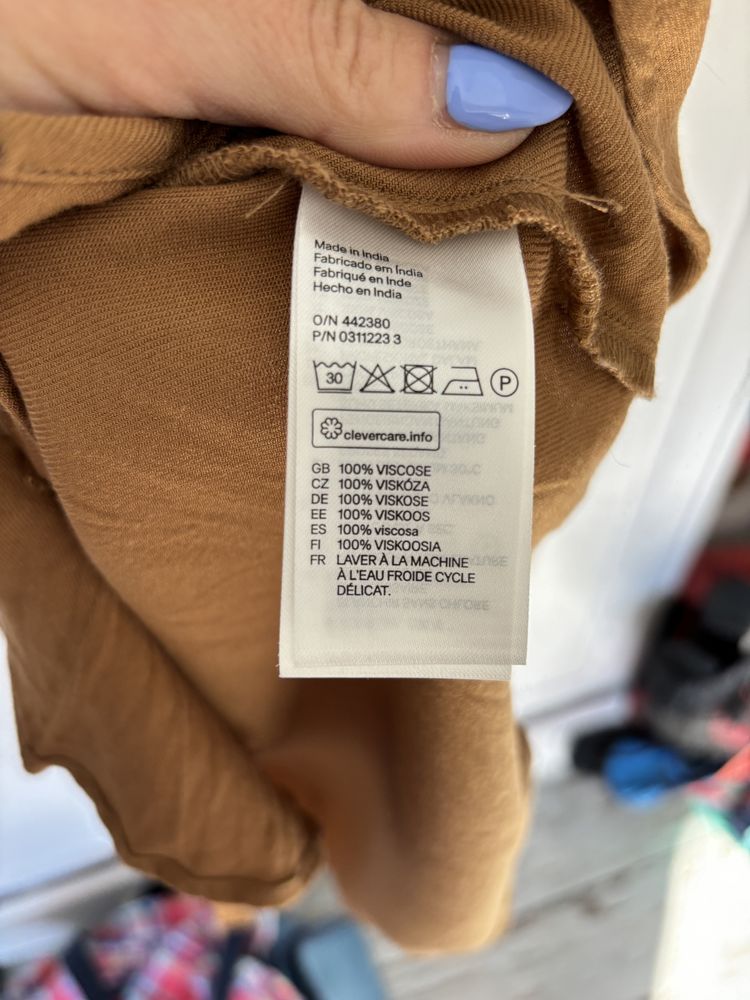 Hm H&M sukienkami wiosnę lato z paskiem viscose 36 S kamel camel