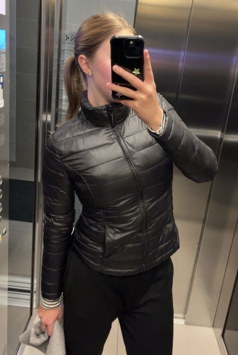 Kurtka pikowana krótka czarna puchowa S 36