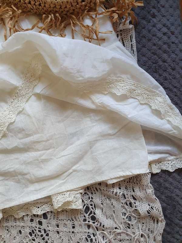 Przepiękna sukienka boho szydełko ecru XL 42/44, wymiary w opisie