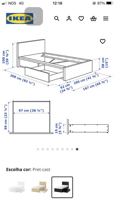 Vendo Came de solteiro, modelo, MALM ( IKEA )