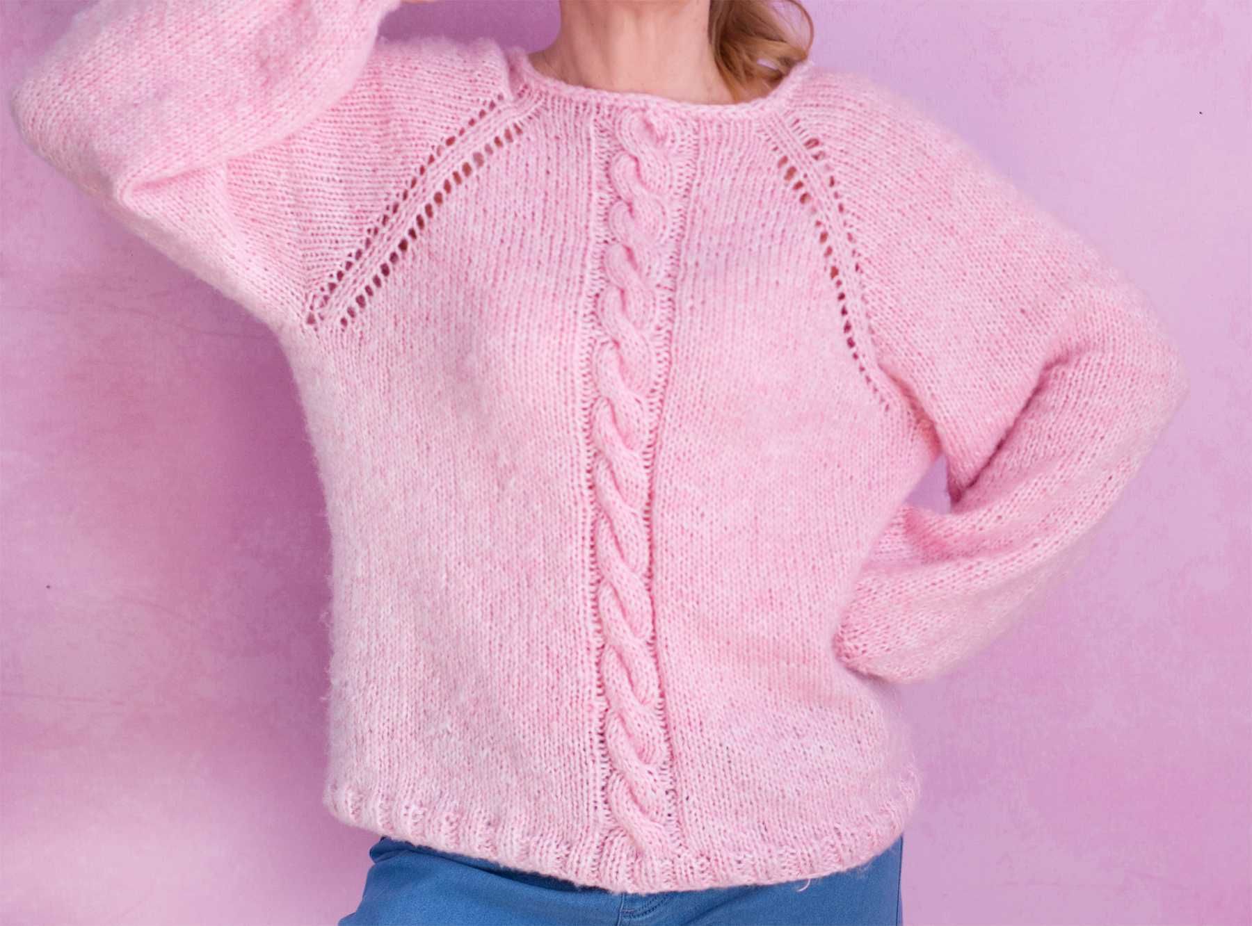 Sweter ręcznie robiony na drutach. Oversize