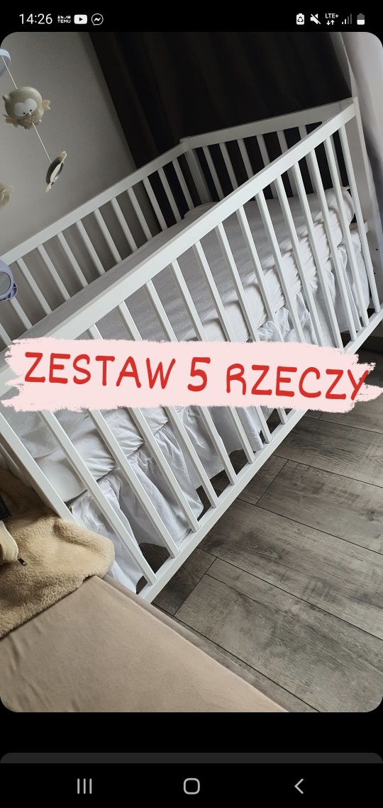 2x prześcieradło, 2x ochraniach, falbanka pod materac