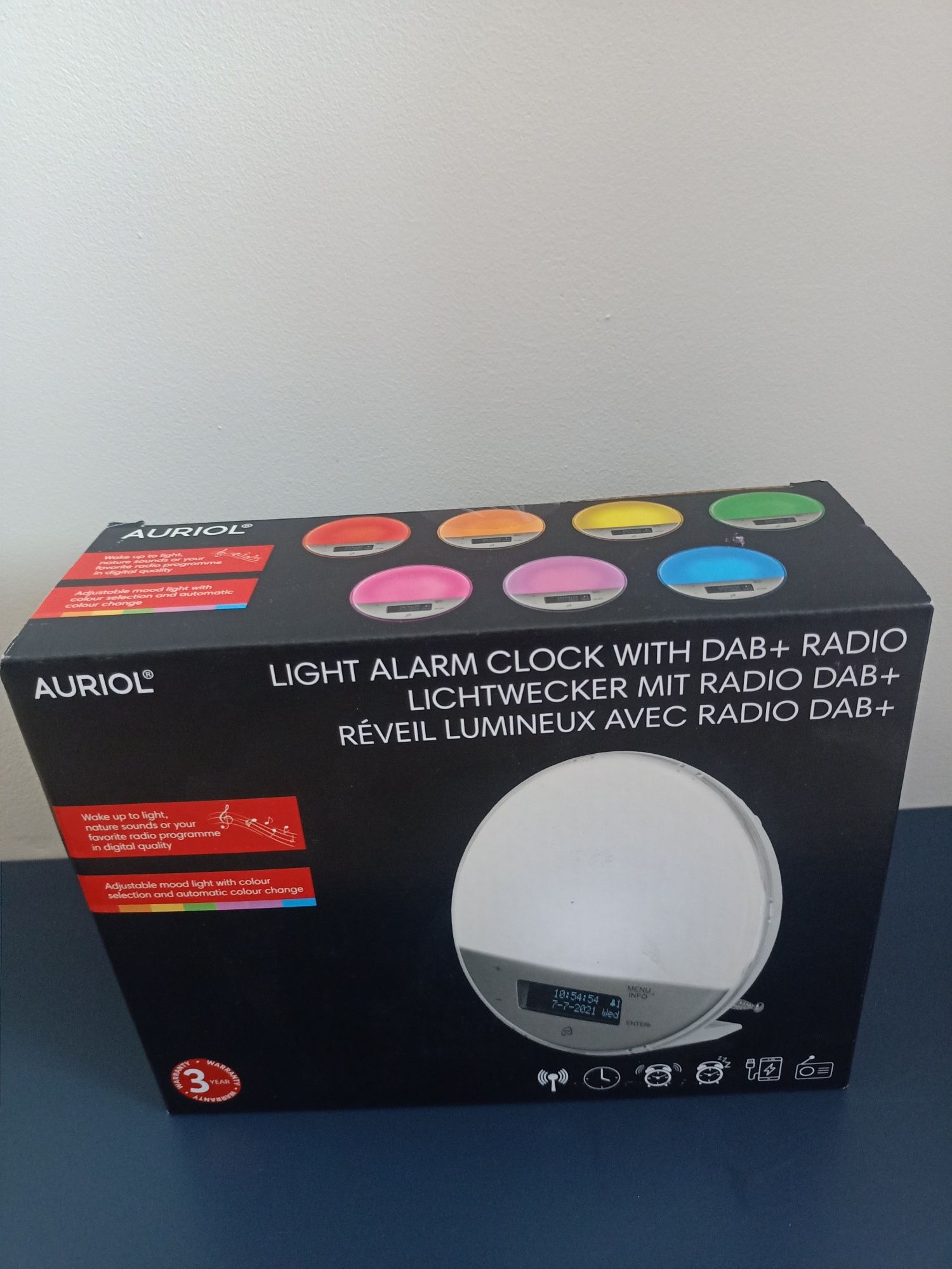 Radiobudzik AURIOL DAB+ z radiem , lampka 8 kolorów radio budzik