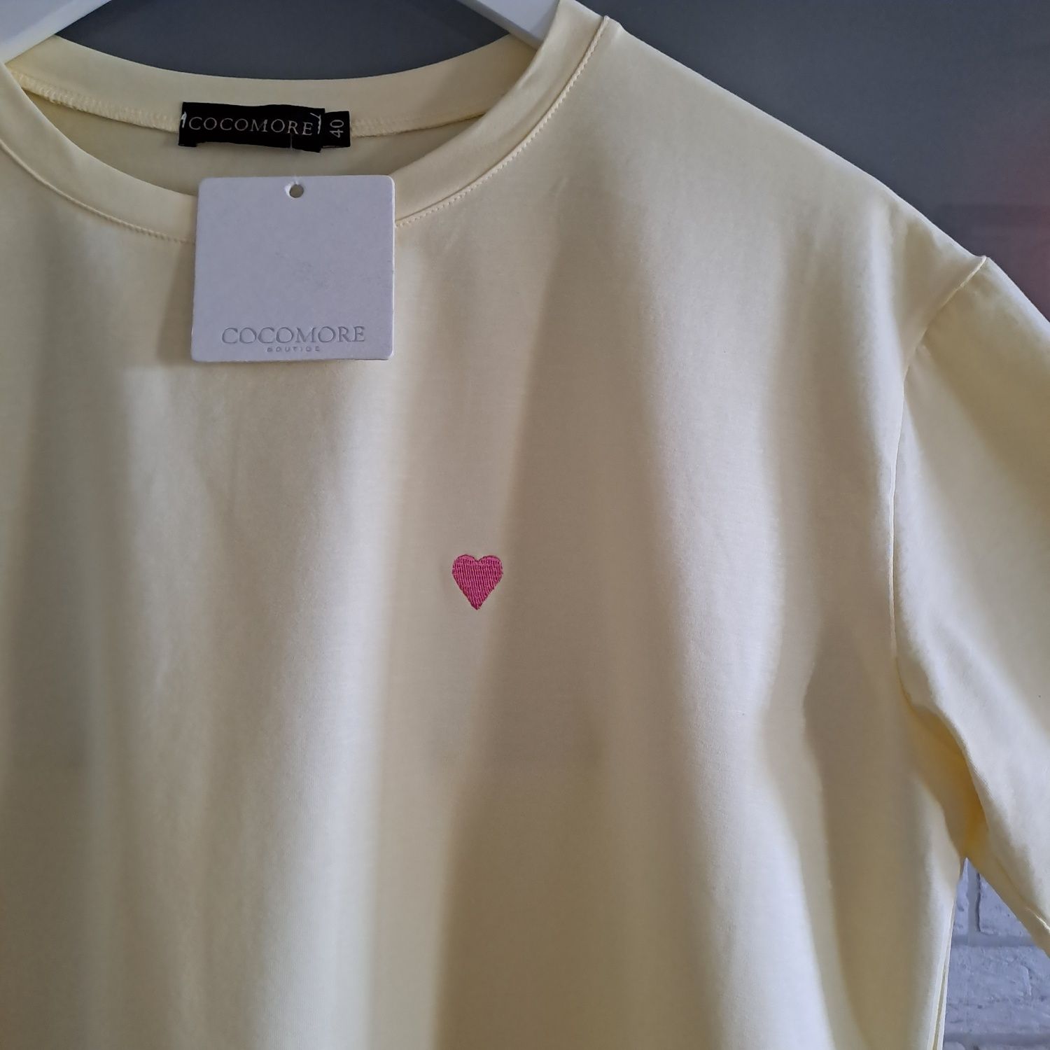 Cocomore pastelowy żółty t-shirt koszulka rozmiar 40 L