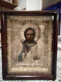 Икона в деревянном окладе (Иисус)
