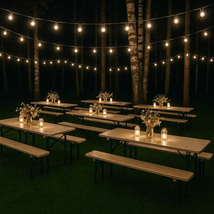 Stoły biesiadne i ławostoły HIT białe - wynajem na imprezy / eventy