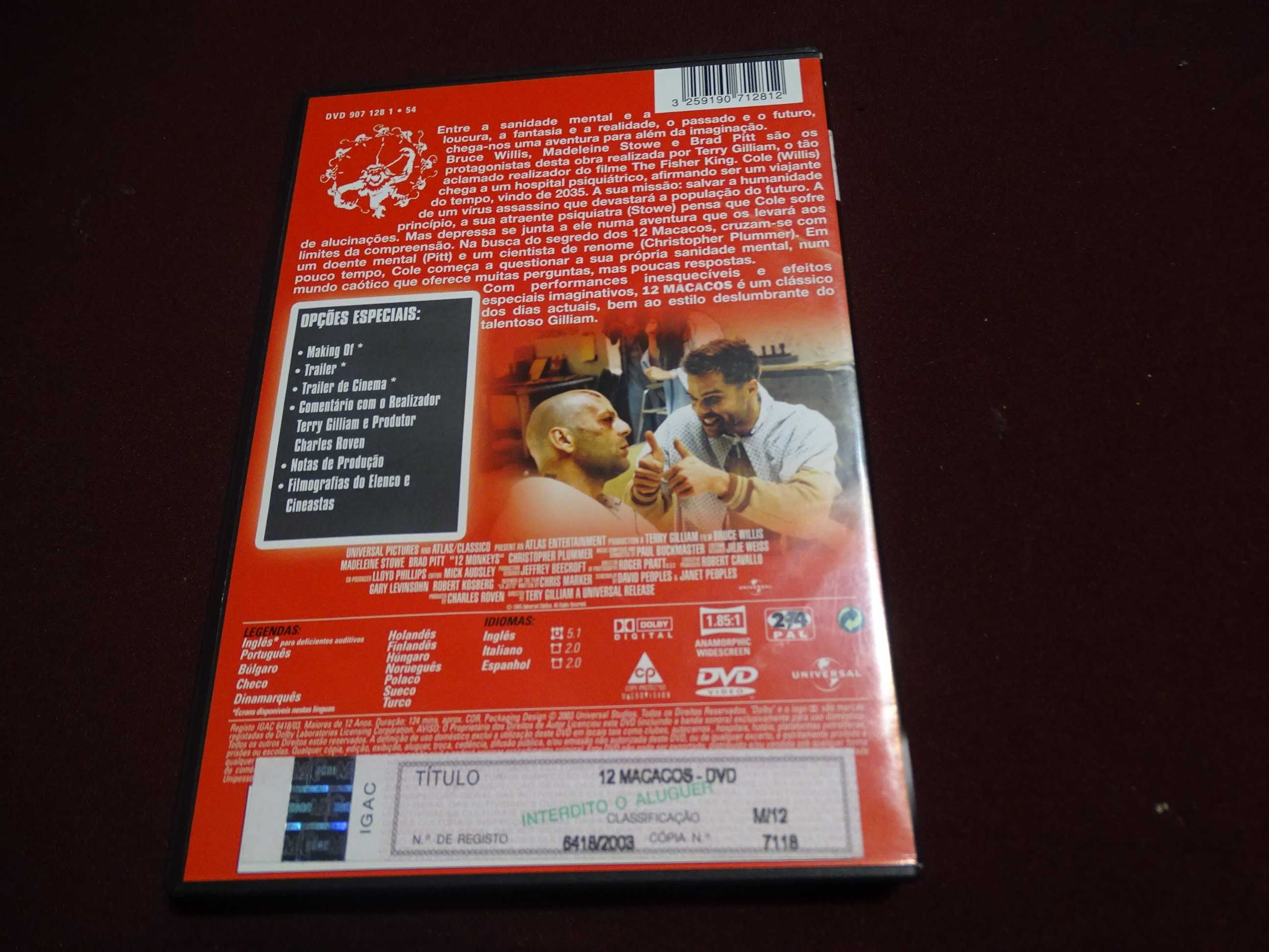 DVD-12 macacos-Bruce Willis/Brad Pitt