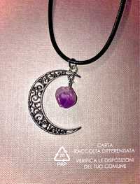 Naszyjnik księżyc ametyst amulet czakry handmade reiki ochronny