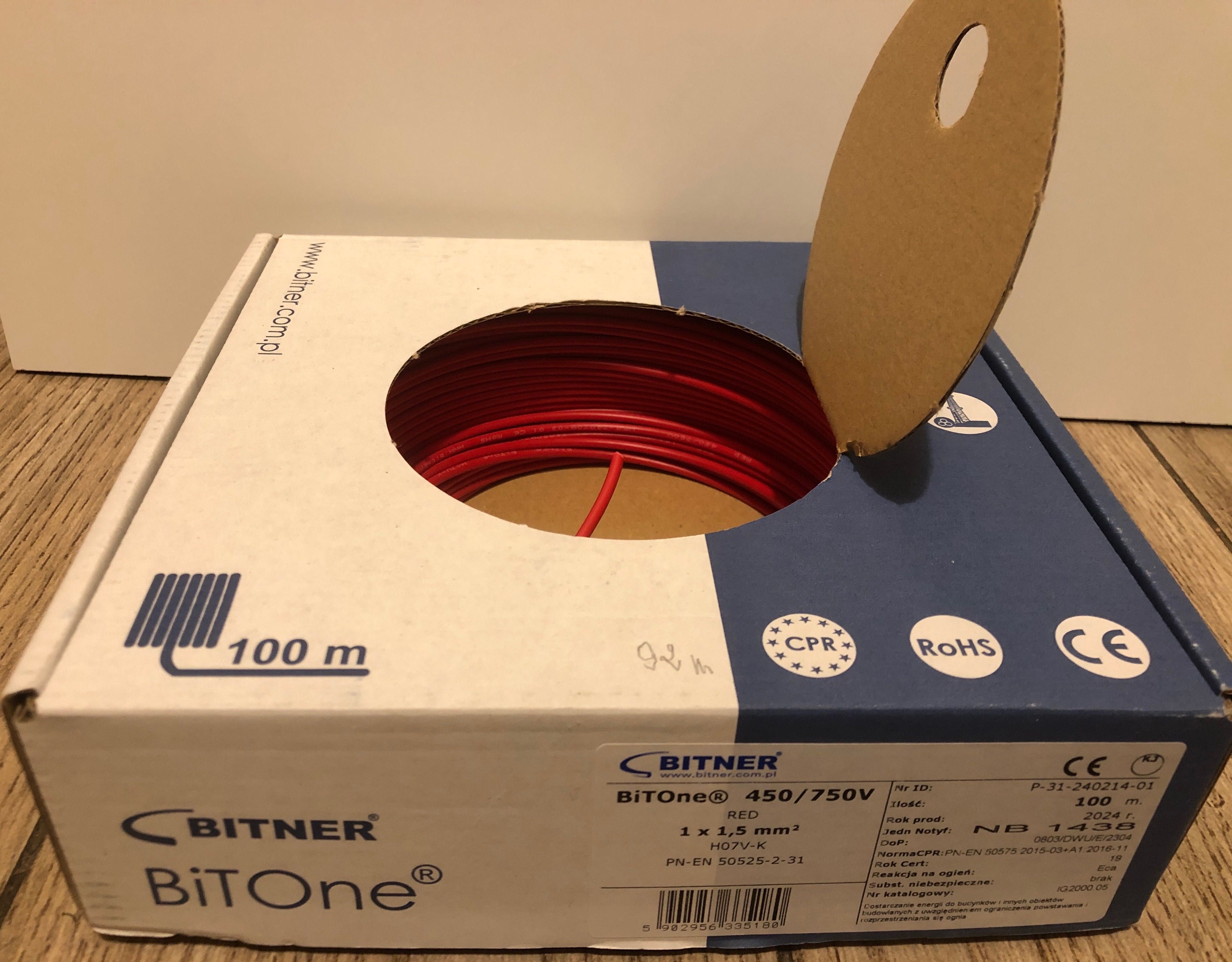Przewód linka LGY 1x1,5mm2 czerwona BITNER 92 m