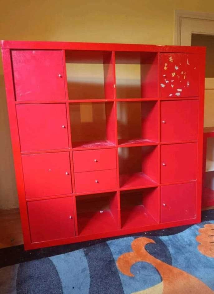 regał ikea kallax czerwony 150x150cm
