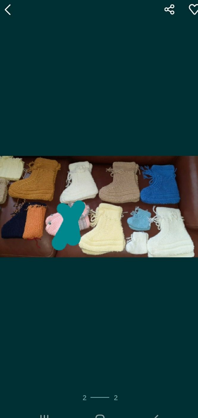 Pantufas de lã feitas à mão novas adulto e bebé